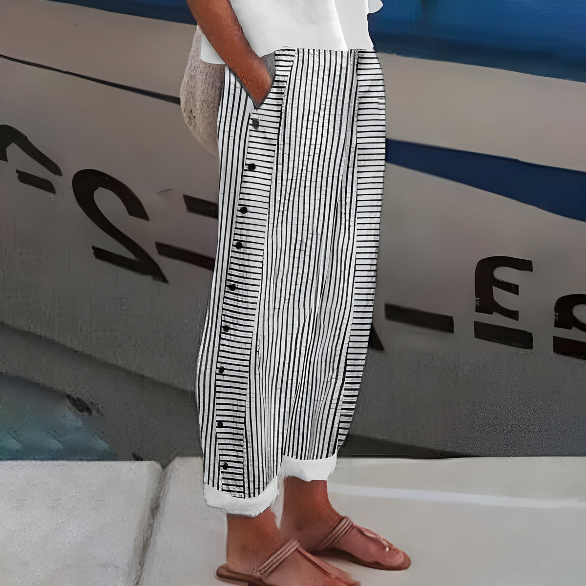 Della™ | Women's Striped Wide-Leg Pants