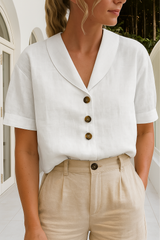 Edith | Women's Shawl-Collar Button-Front Blouse