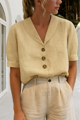 Edith | Women's Shawl-Collar Button-Front Blouse