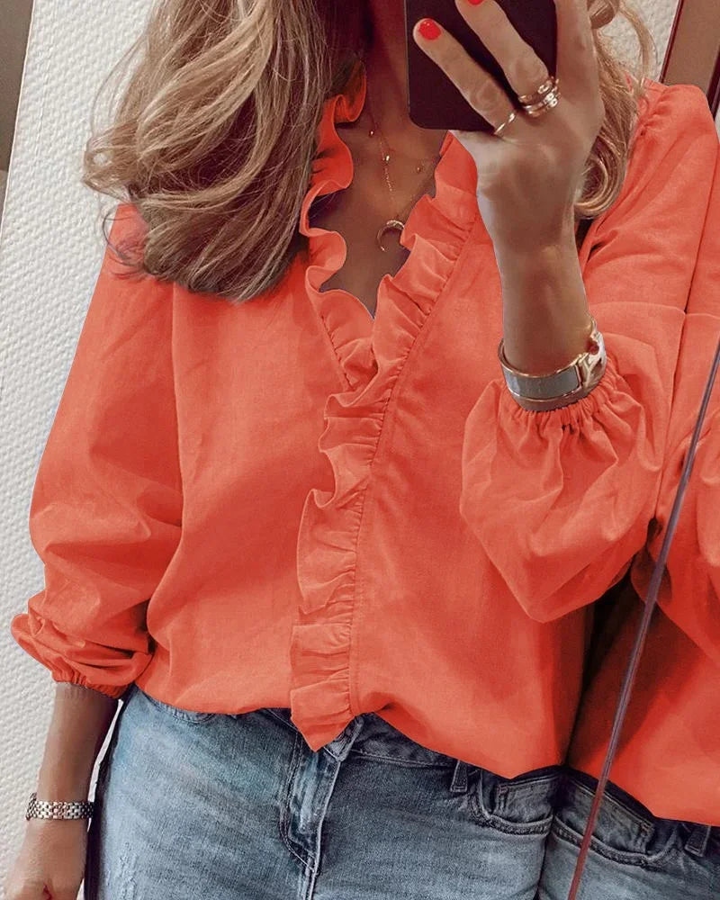 Elsie™ | Women's Ruffle V-Neck Blouse