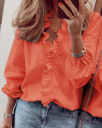 Elsie™ | Women's Ruffle V-Neck Blouse