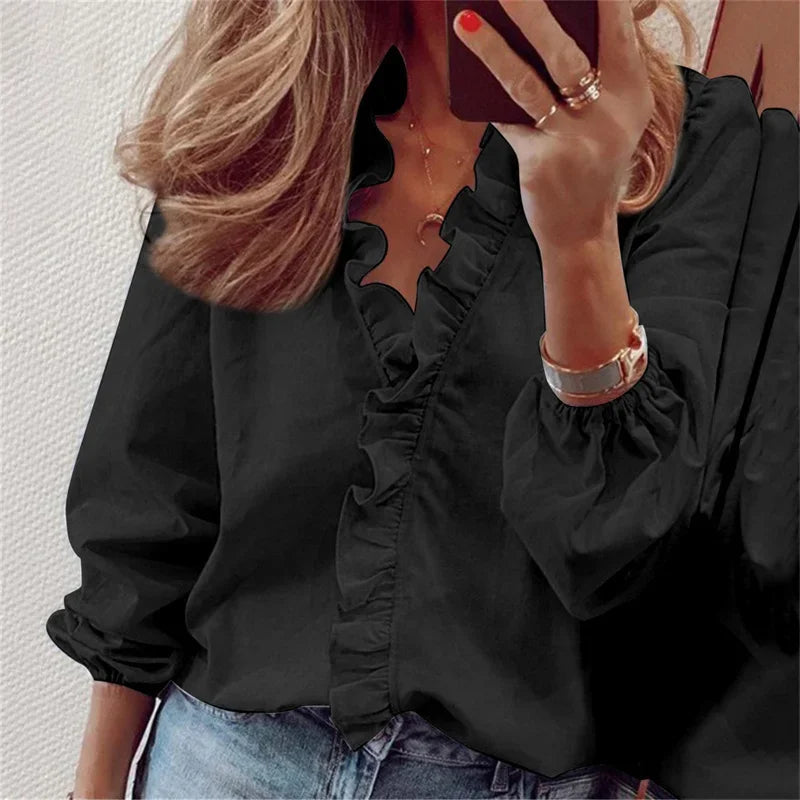 Elsie™ | Women's Ruffle V-Neck Blouse