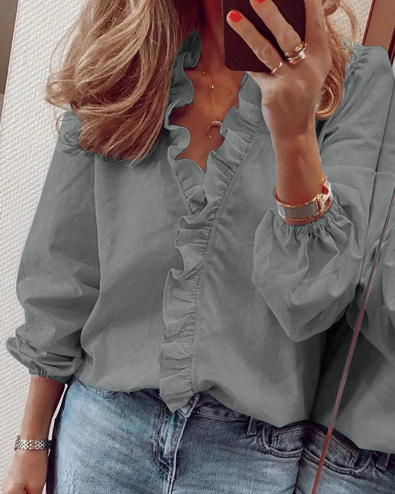 Elsie™ | Women's Ruffle V-Neck Blouse