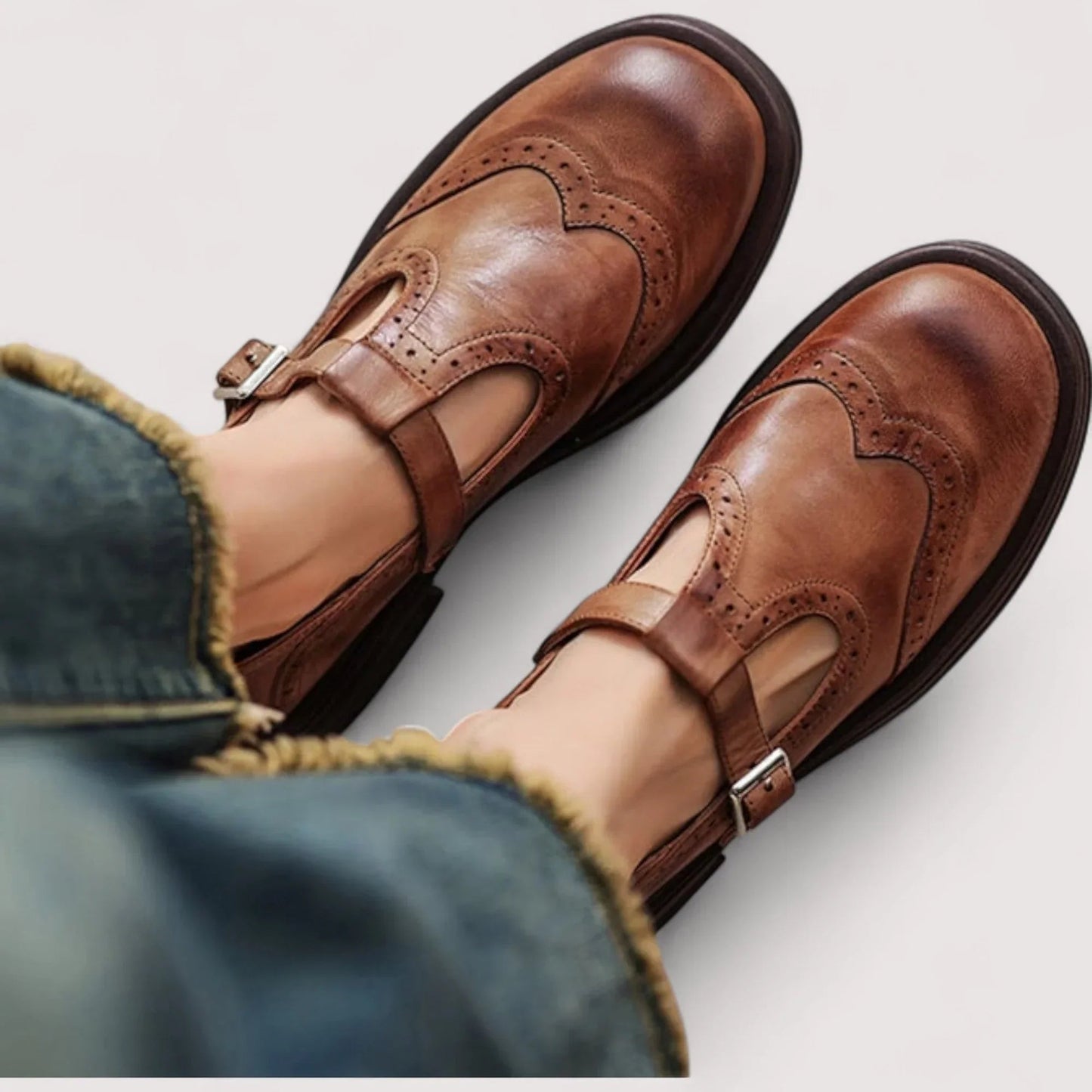 Hazel™ | Women's Brogue T-Strap Flat