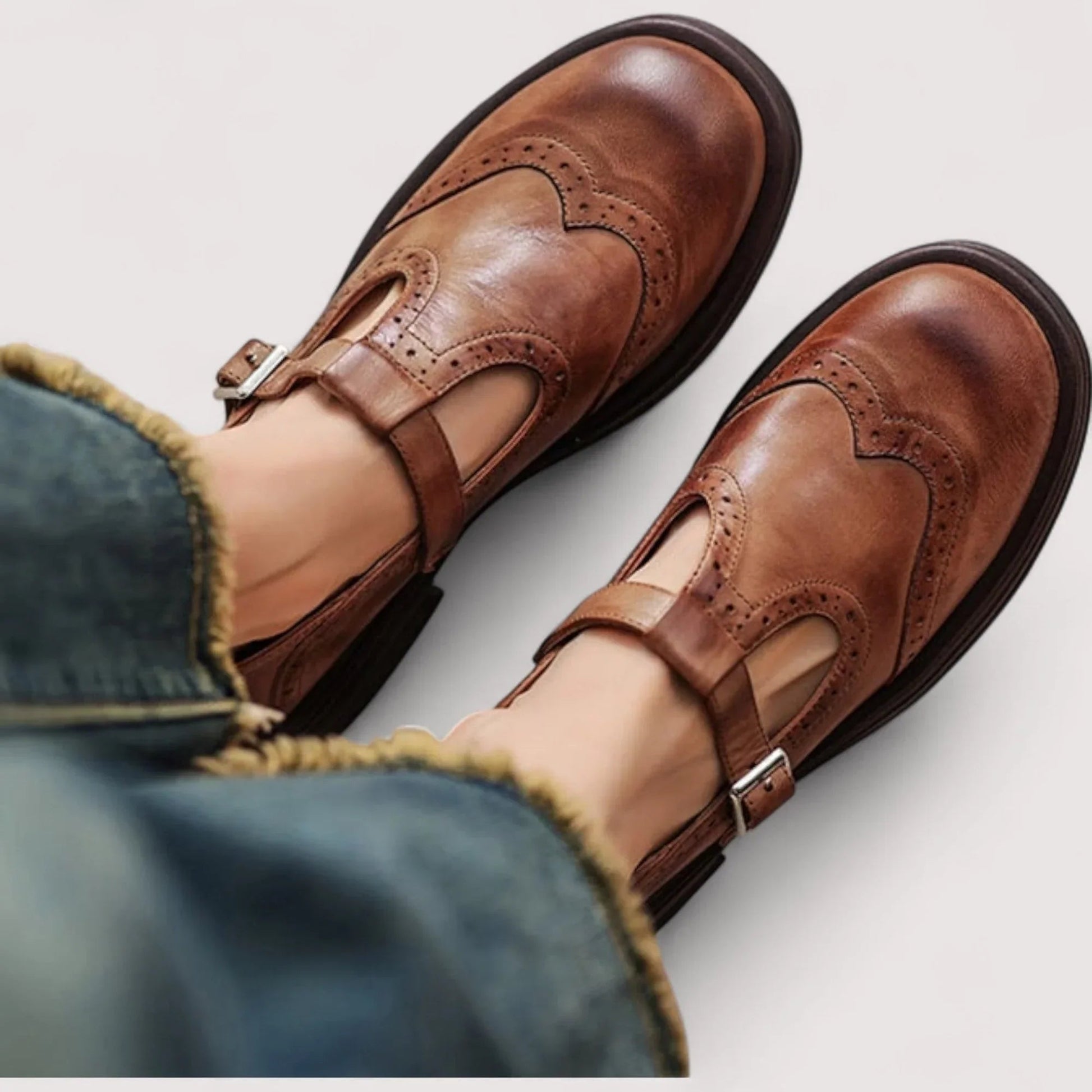 Hazel™ | Women's Brogue T-Strap Flat