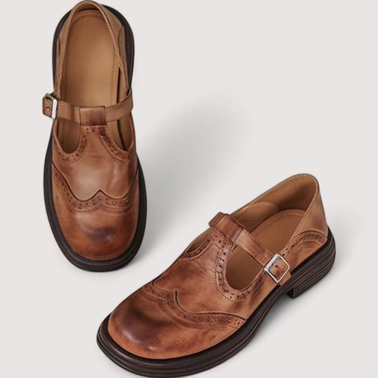 Hazel™ | Women's Brogue T-Strap Flat