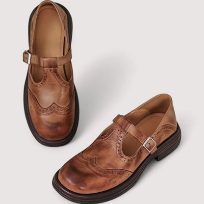 Hazel™ | Women's Brogue T-Strap Flat