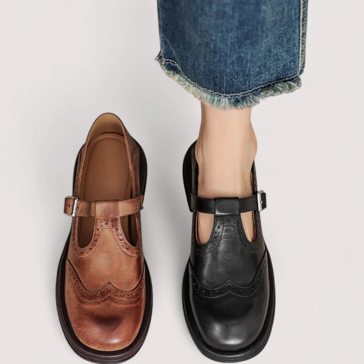 Hazel™ | Women's Brogue T-Strap Flat