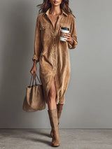 Hazel | Women's Button-Down Midi Shirt Dress