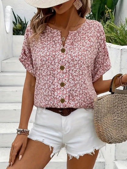 Hazel™ | Women's Button-Front Floral Blouse