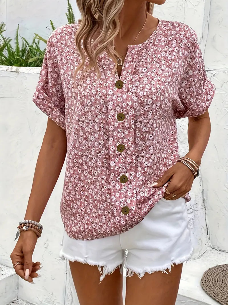 Hazel™ | Women's Button-Front Floral Blouse