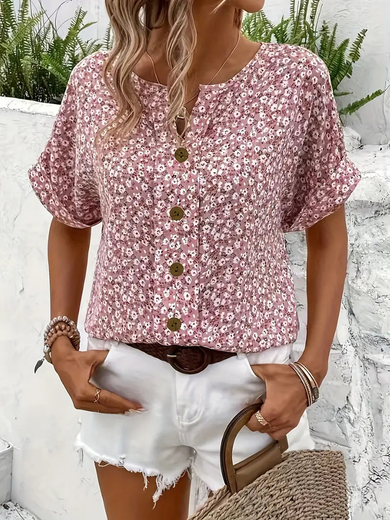 Hazel™ | Women's Button-Front Floral Blouse