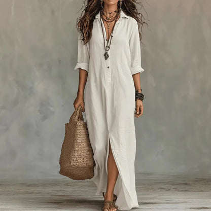 Hazel | Women's Button-Front Maxi Shirt Dress