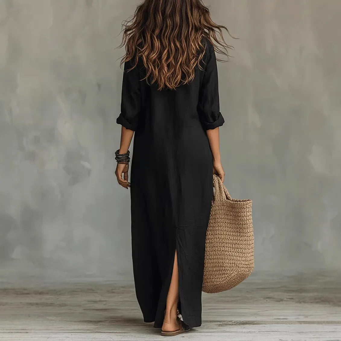 Hazel | Women's Button-Front Maxi Shirt Dress