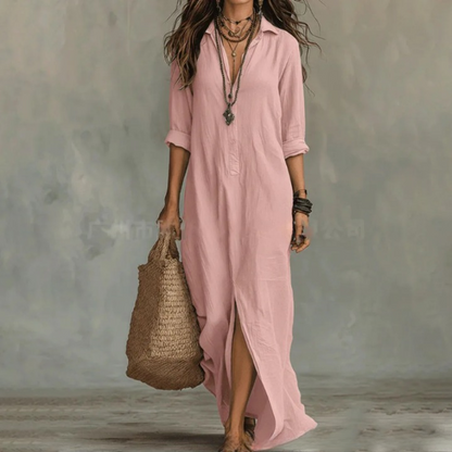 Hazel | Women's Button-Front Maxi Shirt Dress