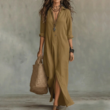 Hazel | Women's Button-Front Maxi Shirt Dress