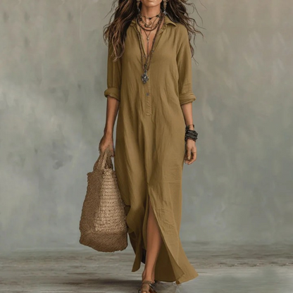 Hazel | Women's Button-Front Maxi Shirt Dress
