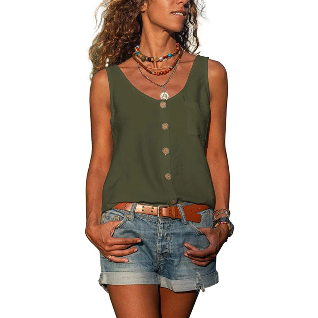 Hazel™ | Women's Button-Front Sleeveless Tank Top