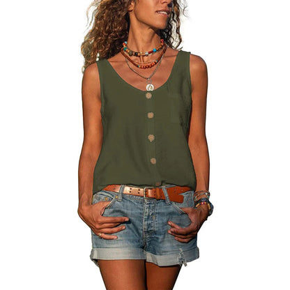 Hazel™ | Women's Button-Front Sleeveless Tank Top