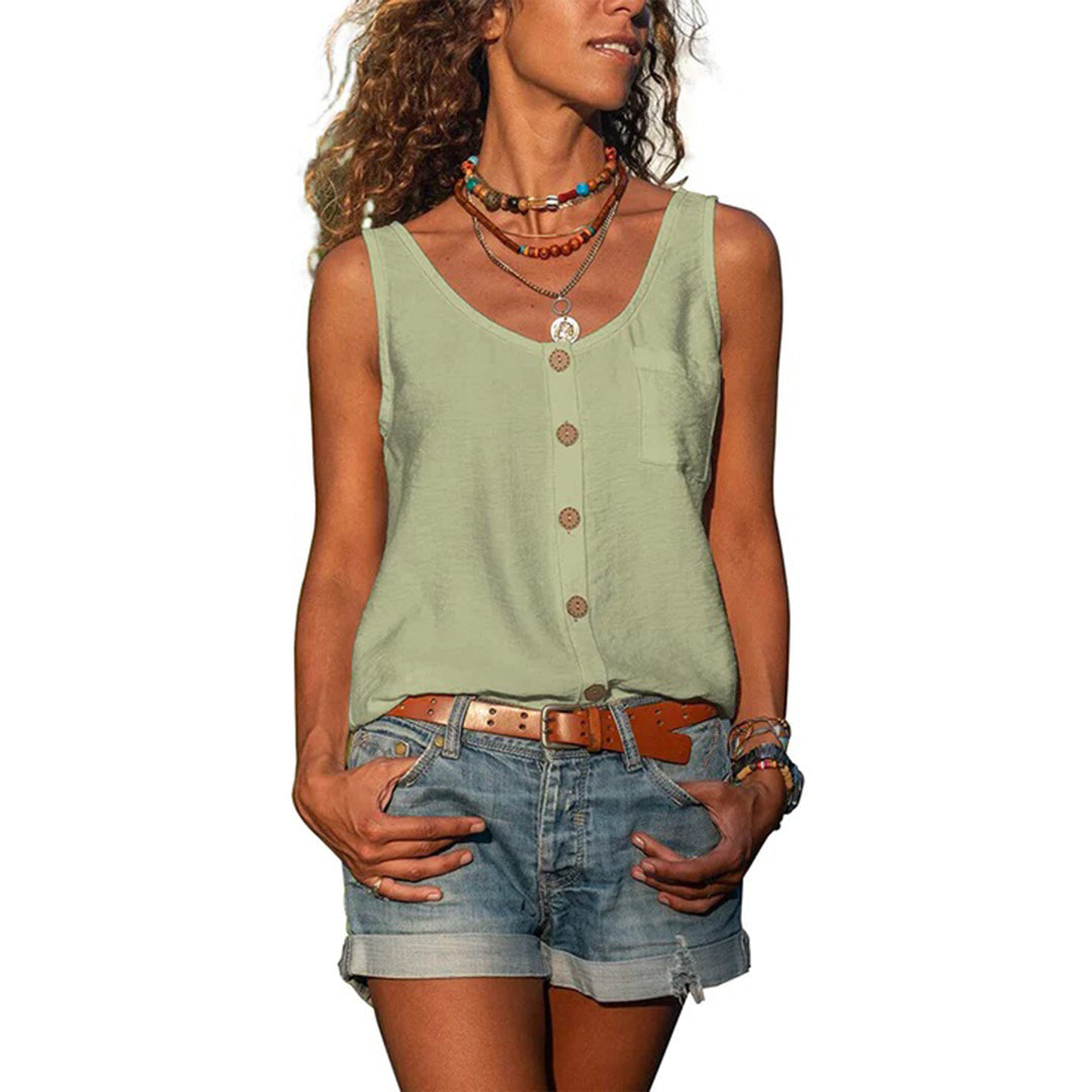 Hazel™ | Women's Button-Front Sleeveless Tank Top