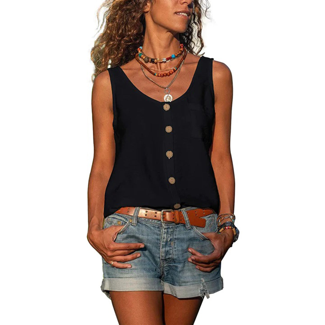 Hazel™ | Women's Button-Front Sleeveless Tank Top