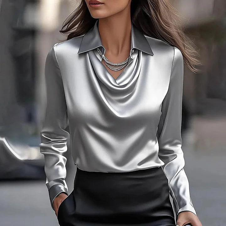 Hazel™ | Women's Cowl-Neck Long-Sleeve Blouse