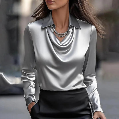 Hazel™ | Women's Cowl-Neck Long-Sleeve Blouse