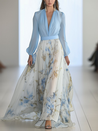 Hazel™ | Women's Deep V-Neck Floral Maxi Dress
