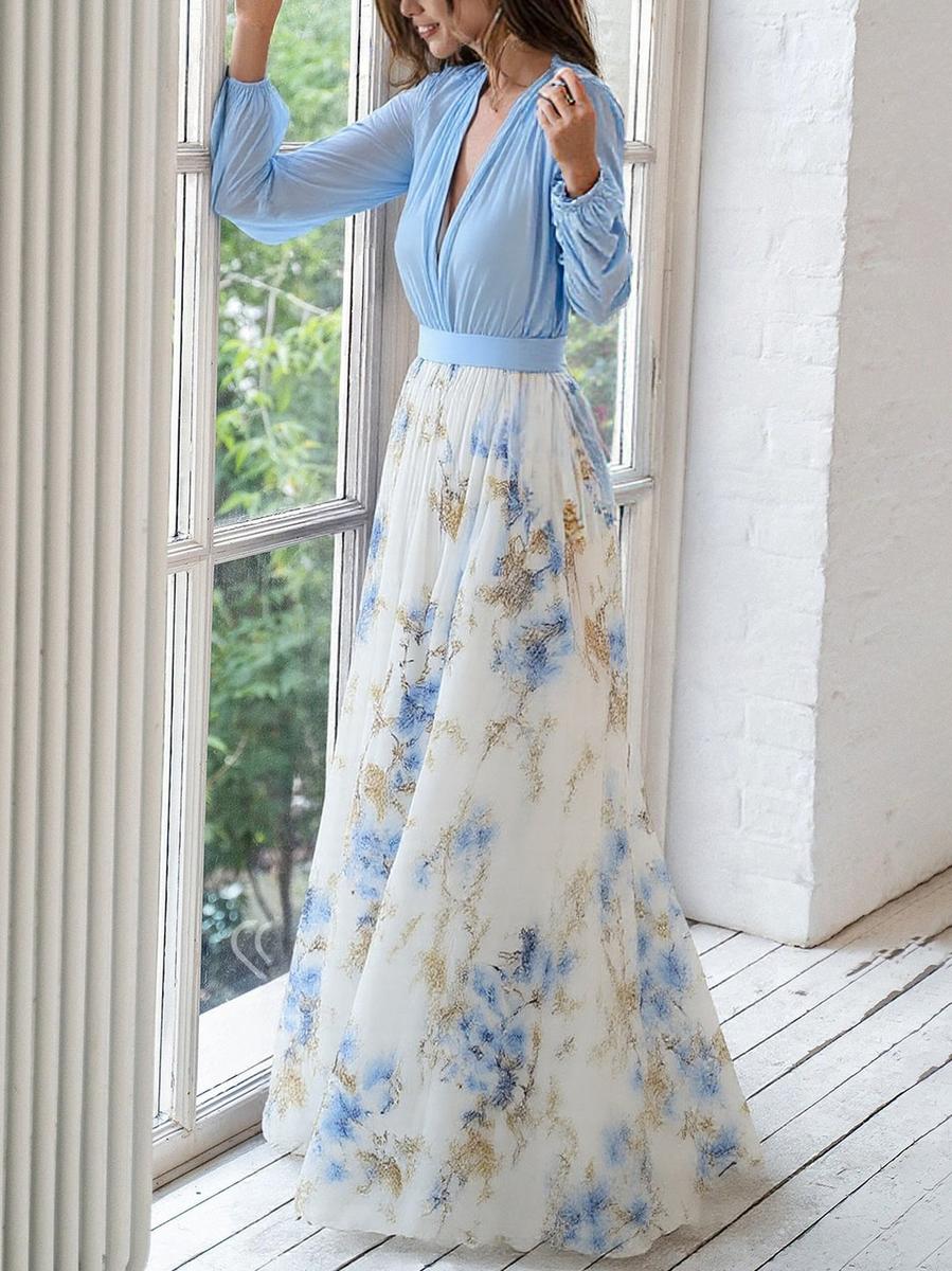 Hazel™ | Women's Deep V-Neck Floral Maxi Dress