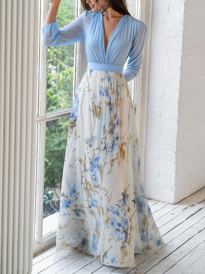 Hazel™ | Women's Deep V-Neck Floral Maxi Dress