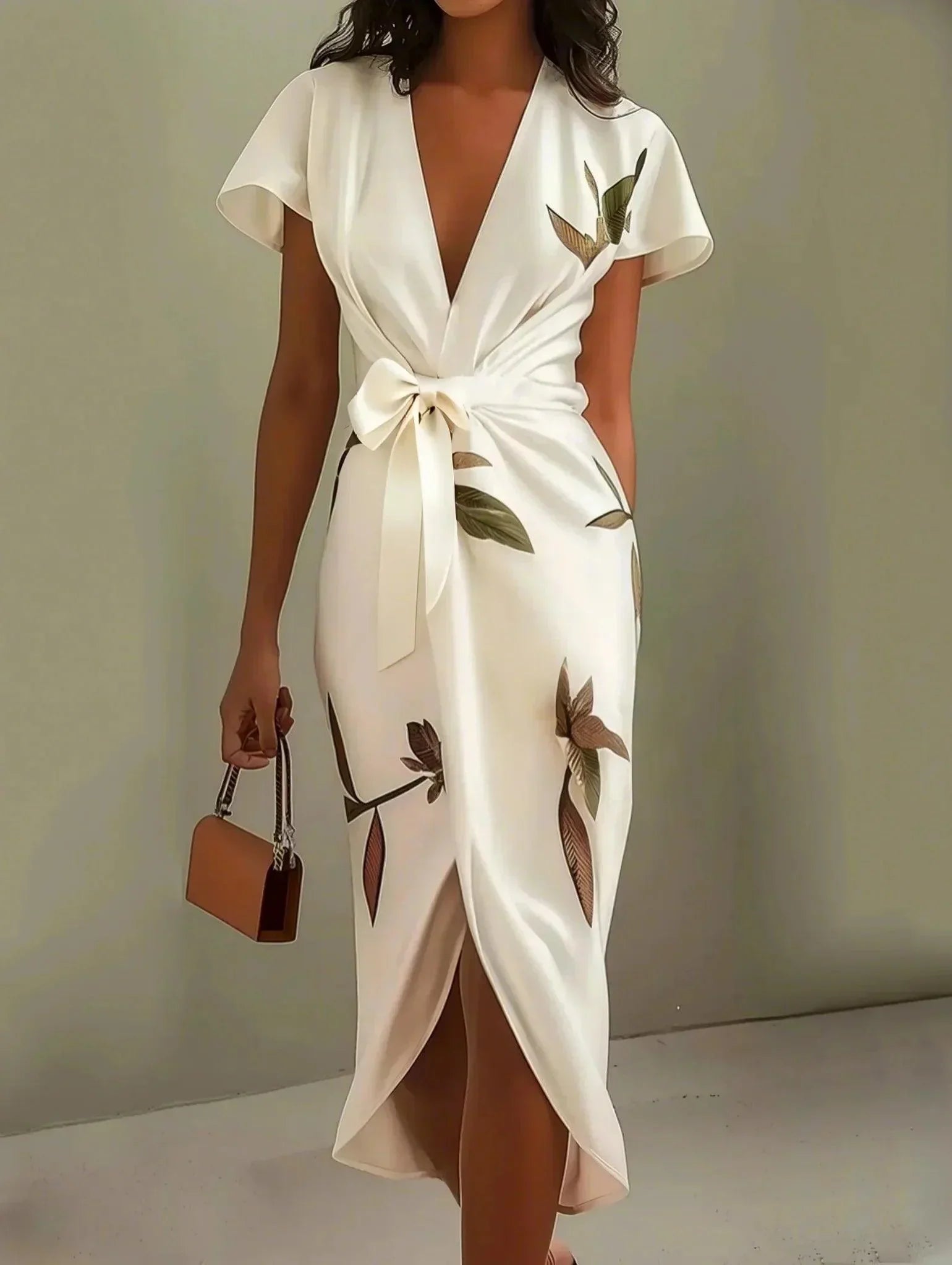Hazel™ | Women's Deep V-Neck Wrap Midi Dress