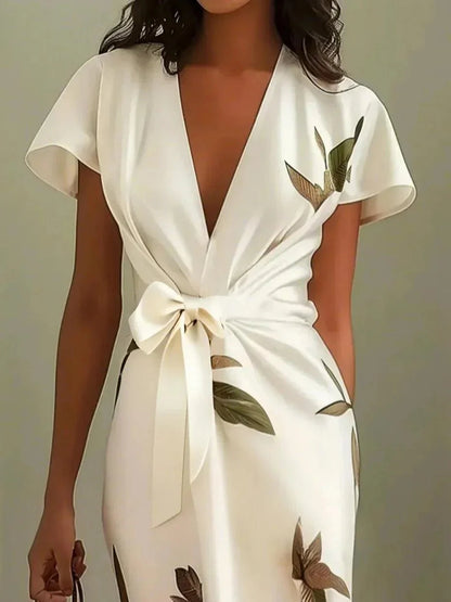 Hazel™ | Women's Deep V-Neck Wrap Midi Dress