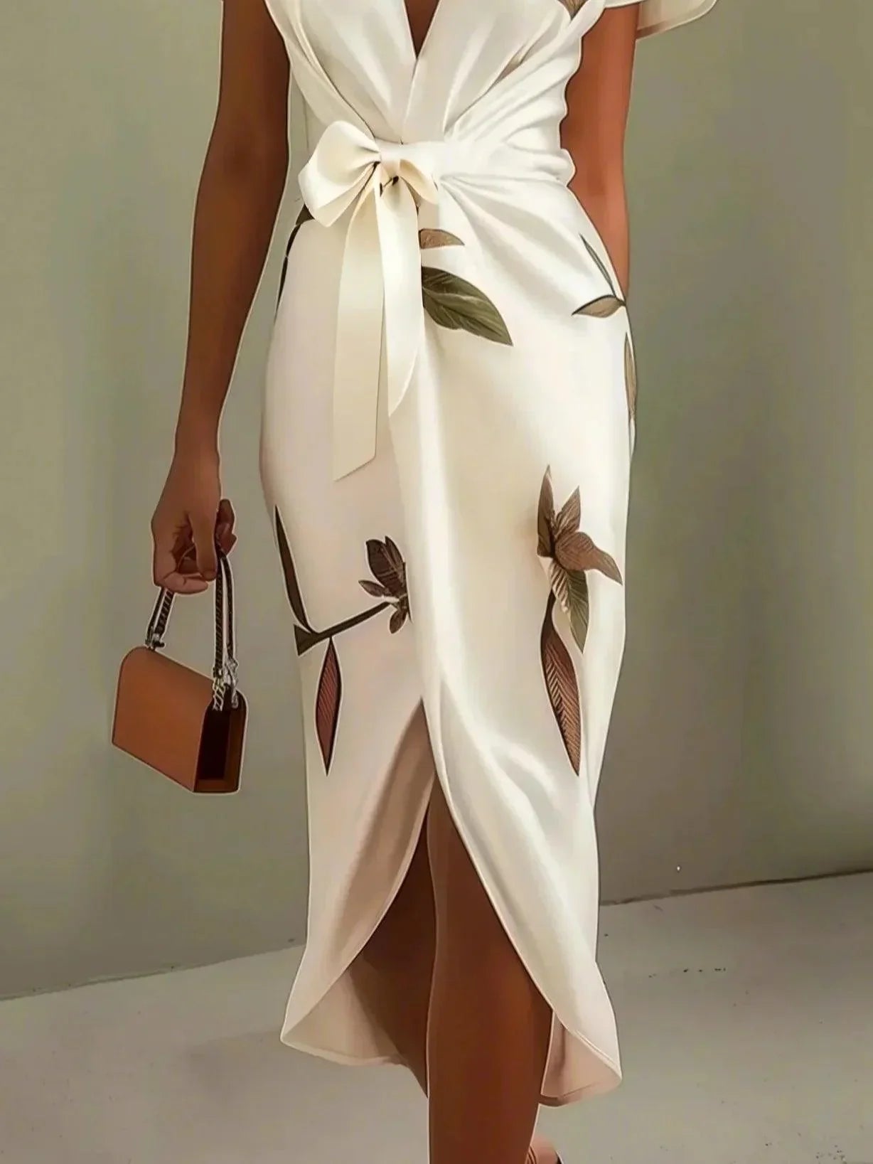 Hazel™ | Women's Deep V-Neck Wrap Midi Dress