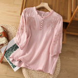 Hazel™ | Women's Embroidered Ruffle-Neck Blouse