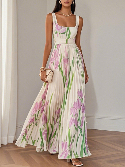 Hazel™ | Women's Floral Pleated Maxi Dress