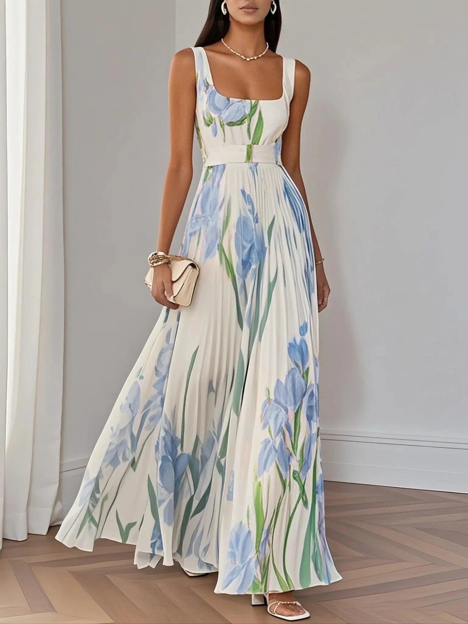 Hazel™ | Women's Floral Pleated Maxi Dress