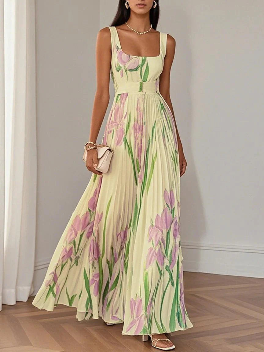 Hazel™ | Women's Floral Pleated Maxi Dress
