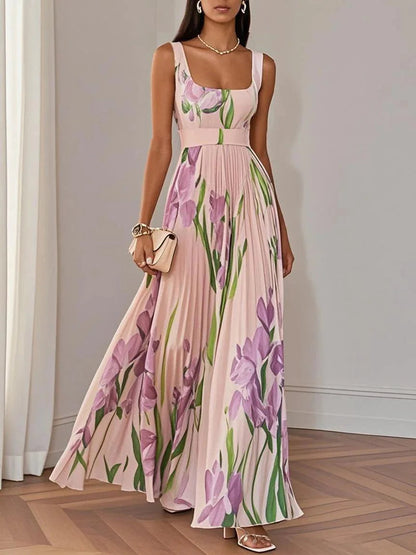 Hazel™ | Women's Floral Pleated Maxi Dress