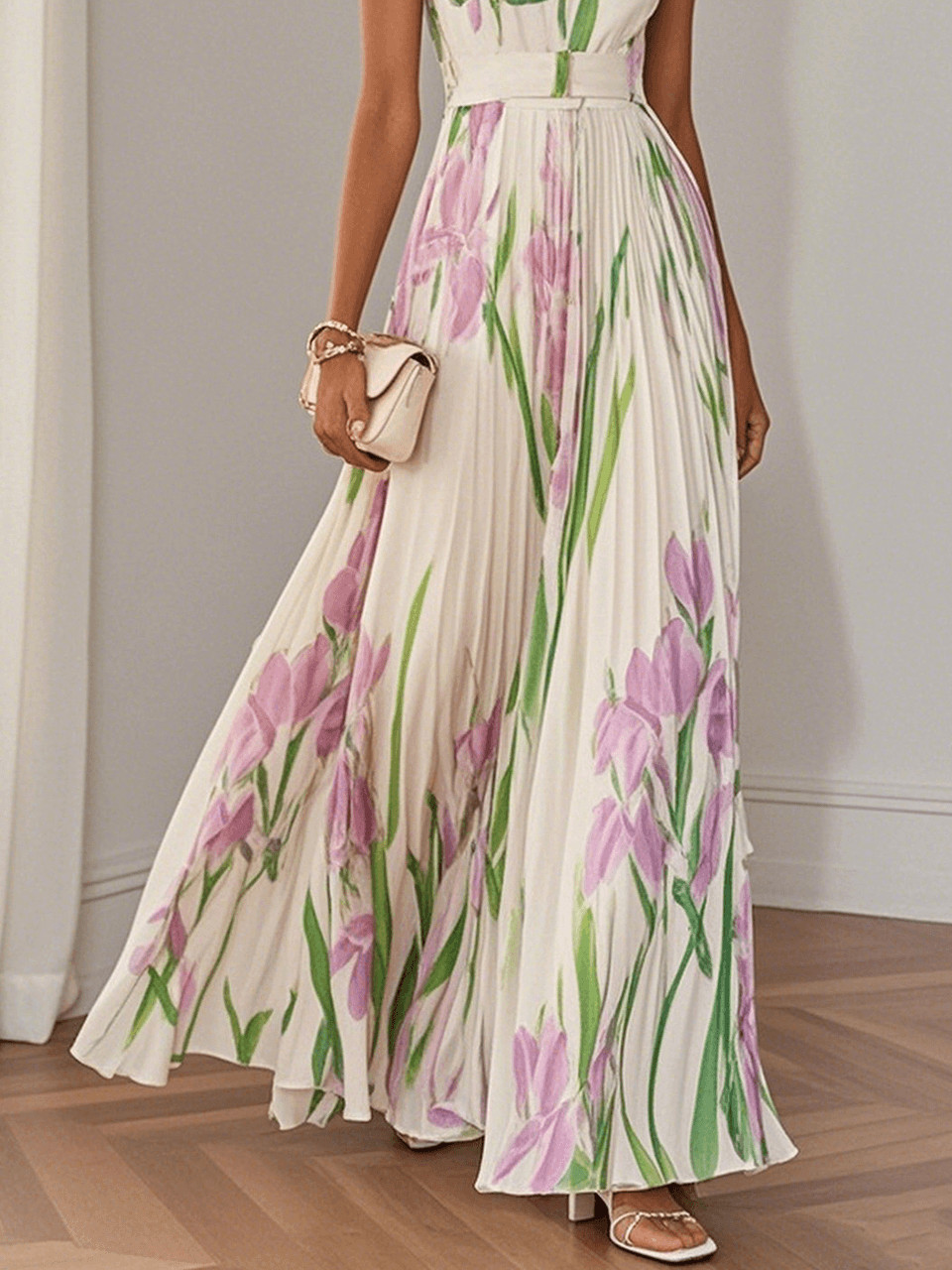 Hazel™ | Women's Floral Pleated Maxi Dress
