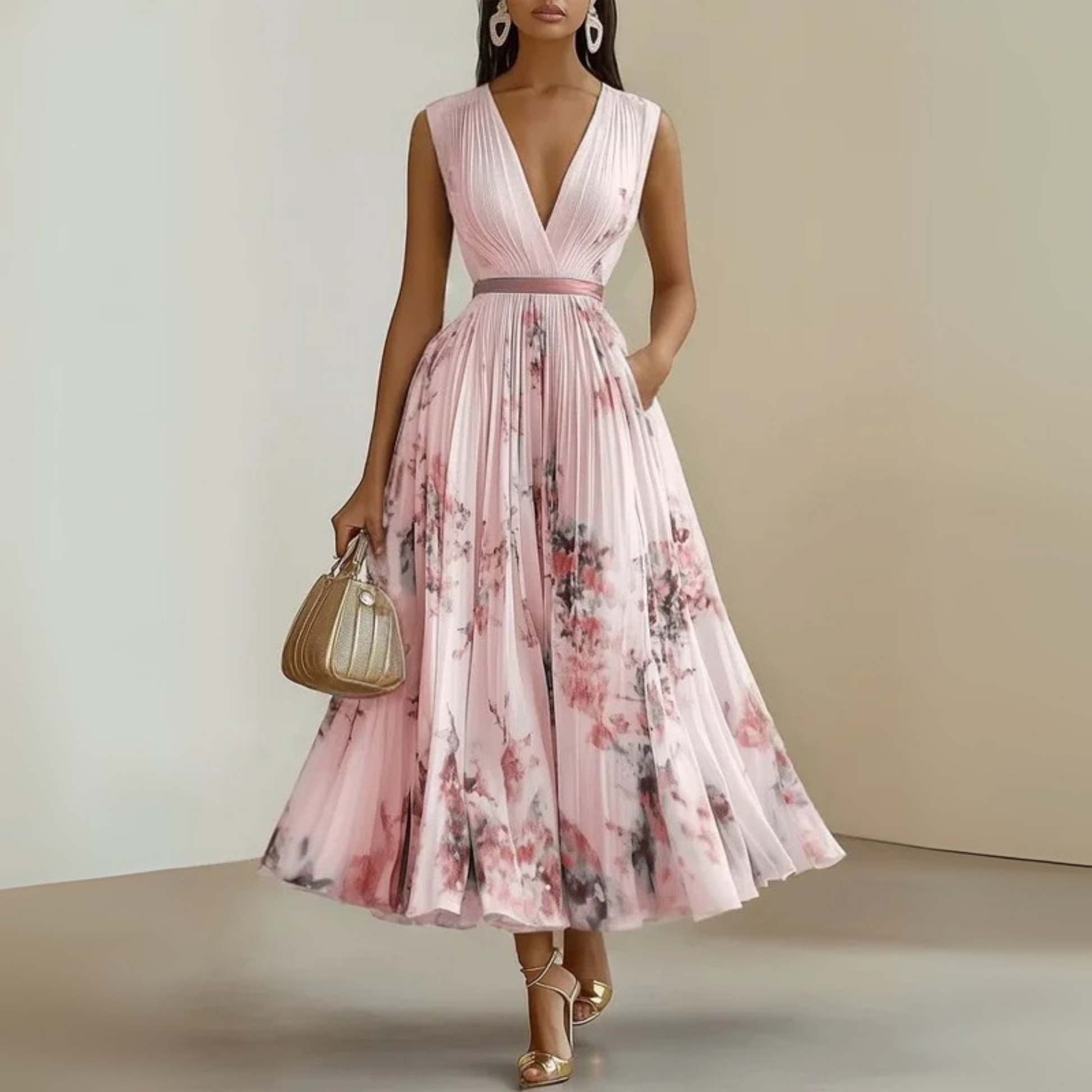 Hazel™ | Women's Floral Pleated Midi Dress