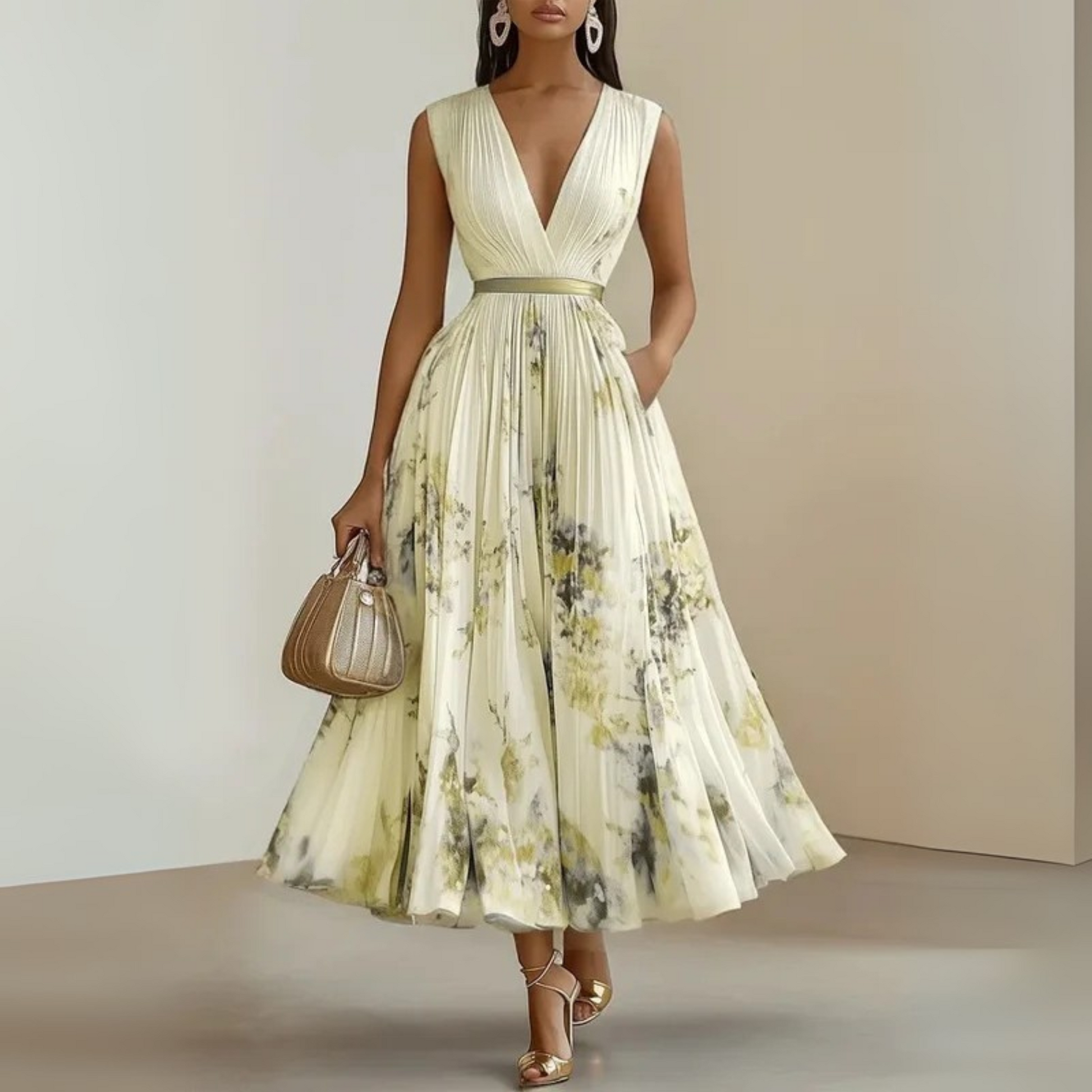Hazel™ | Women's Floral Pleated Midi Dress