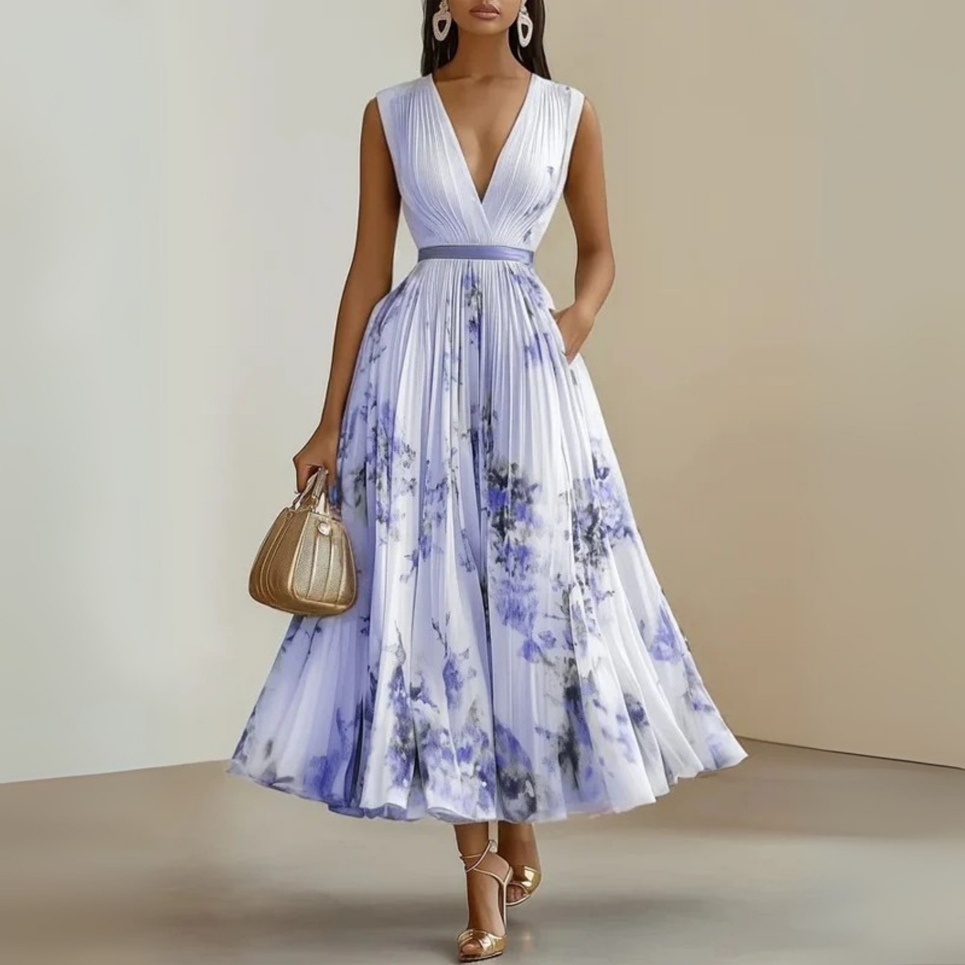 Hazel™ | Women's Floral Pleated Midi Dress