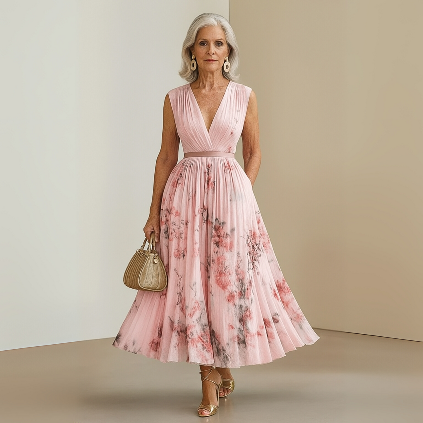 Hazel™ | Women's Floral Pleated Midi Dress
