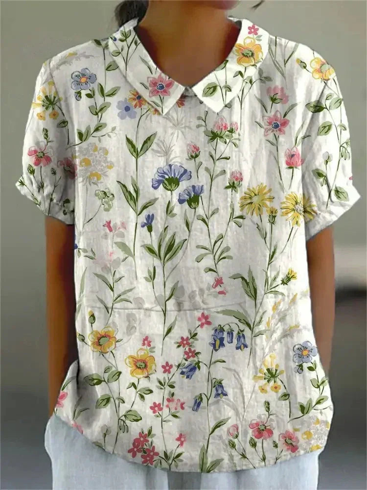 Hazel™ | Women's Floral Print Collared Blouse