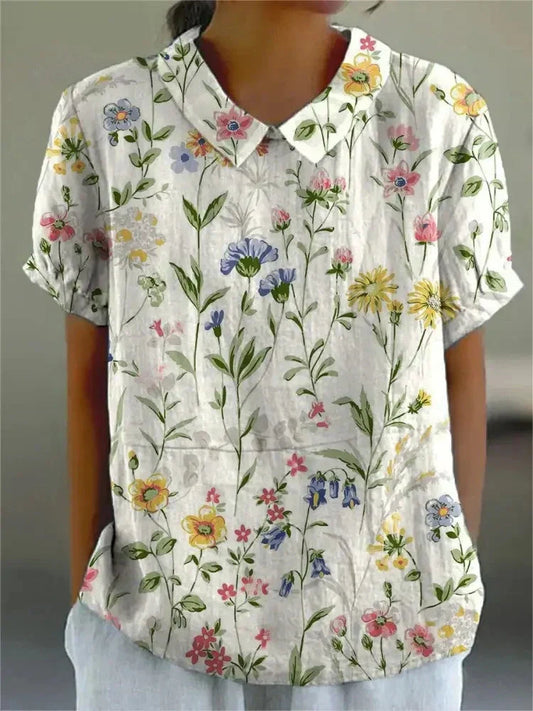 Hazel™ | Women's Floral Print Collared Blouse