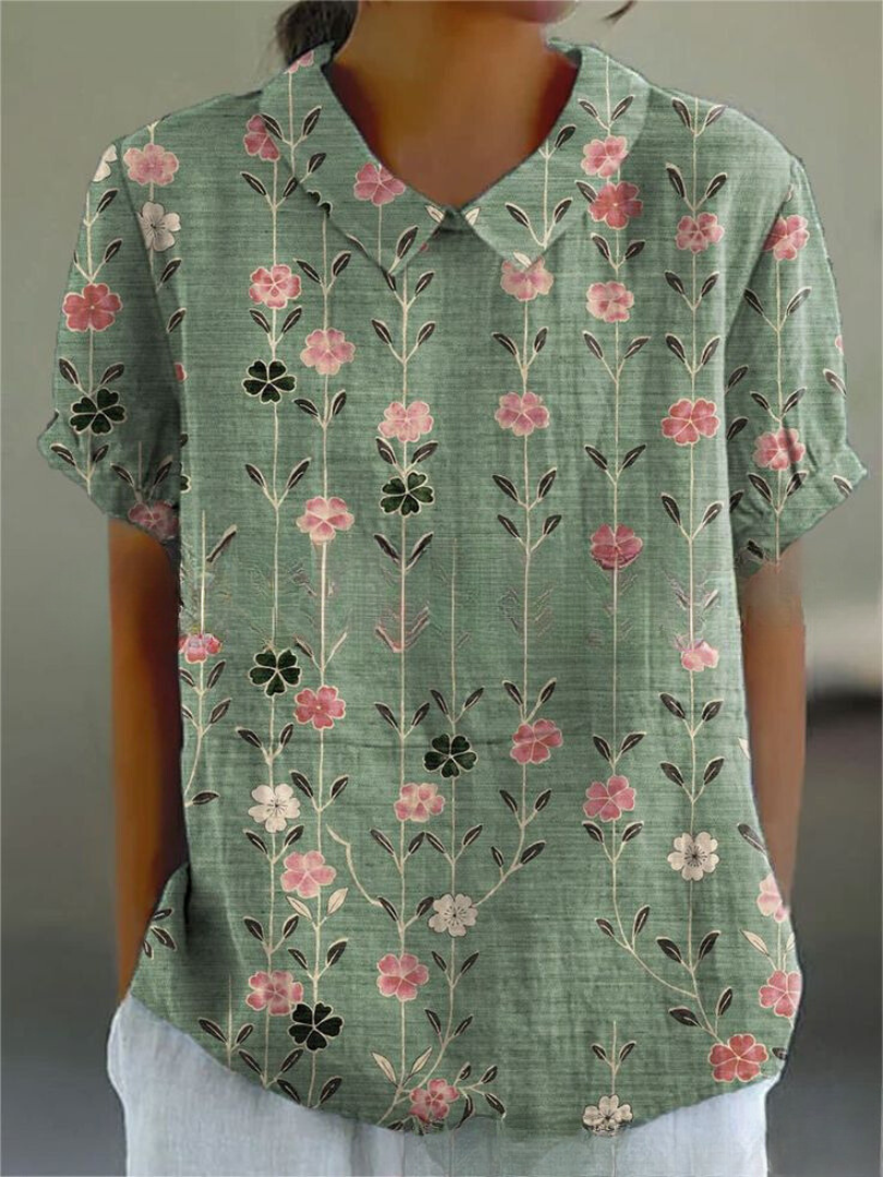 Hazel™ | Women's Floral Print Collared Blouse