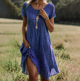 Hazel | Women's Flowy Short-Sleeve Midi Dress