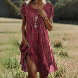 Hazel | Women's Flowy Short-Sleeve Midi Dress