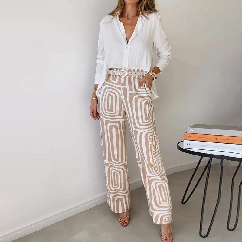 Hazel™ | Women's Geometric-Print Wide-Leg Trousers