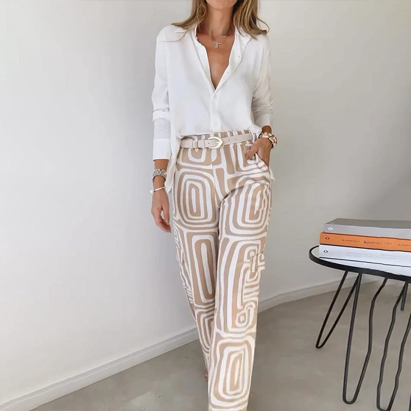 Hazel™ | Women's Geometric-Print Wide-Leg Trousers